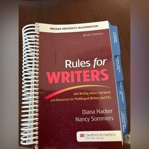 Rules for Writers by Diana Hacker, Nancy Sommers. Indiana University W131 book.